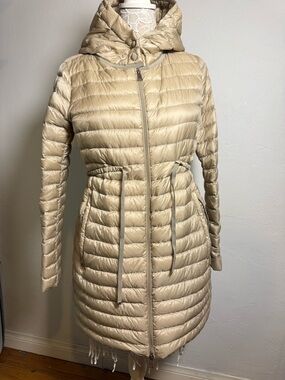 Moncler puffer beige trench hooded zip up jacket